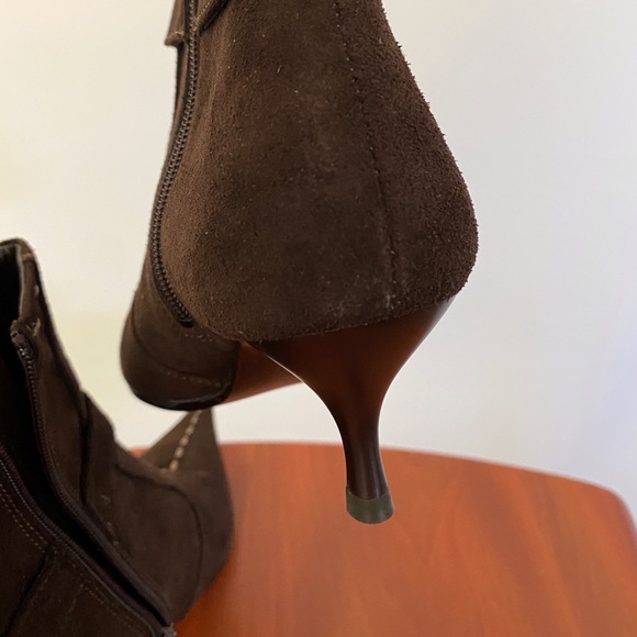 Italian Suede Brown Boots with Rhinestone Buckles Size 36 - Picture 6 of 6